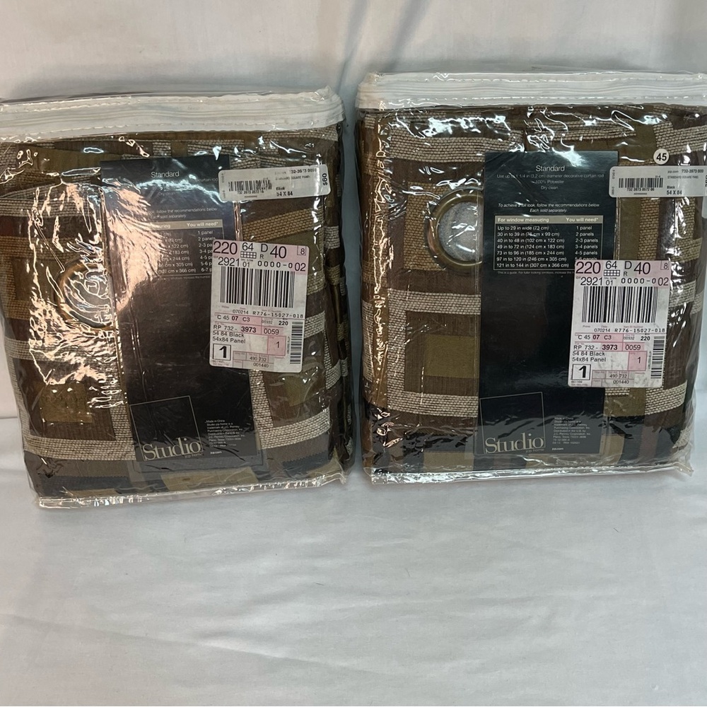 JCP Studio 2 Grommet Curtain Panels 54”X84” Midcentury Modern Black and Bronze - Picture 7 of 13